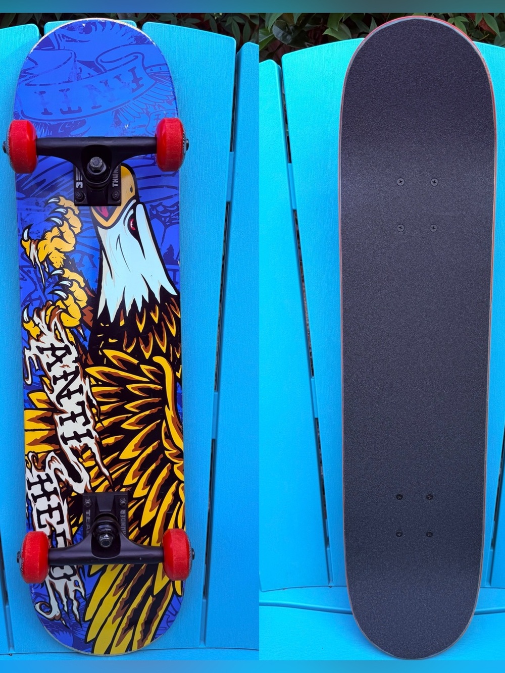 ANTIHERO Skateboards - Complete Mini Skateboard 7.5” x 31.5” Thunder 145 Trucks